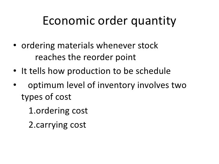 Optimum Period Of Supply Per Optimum Order